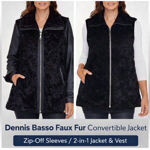 Dennis Basso Faux Fur Zipper Front Jacket Z